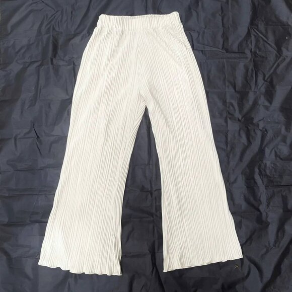 Pants - White High Waist Flare Pants